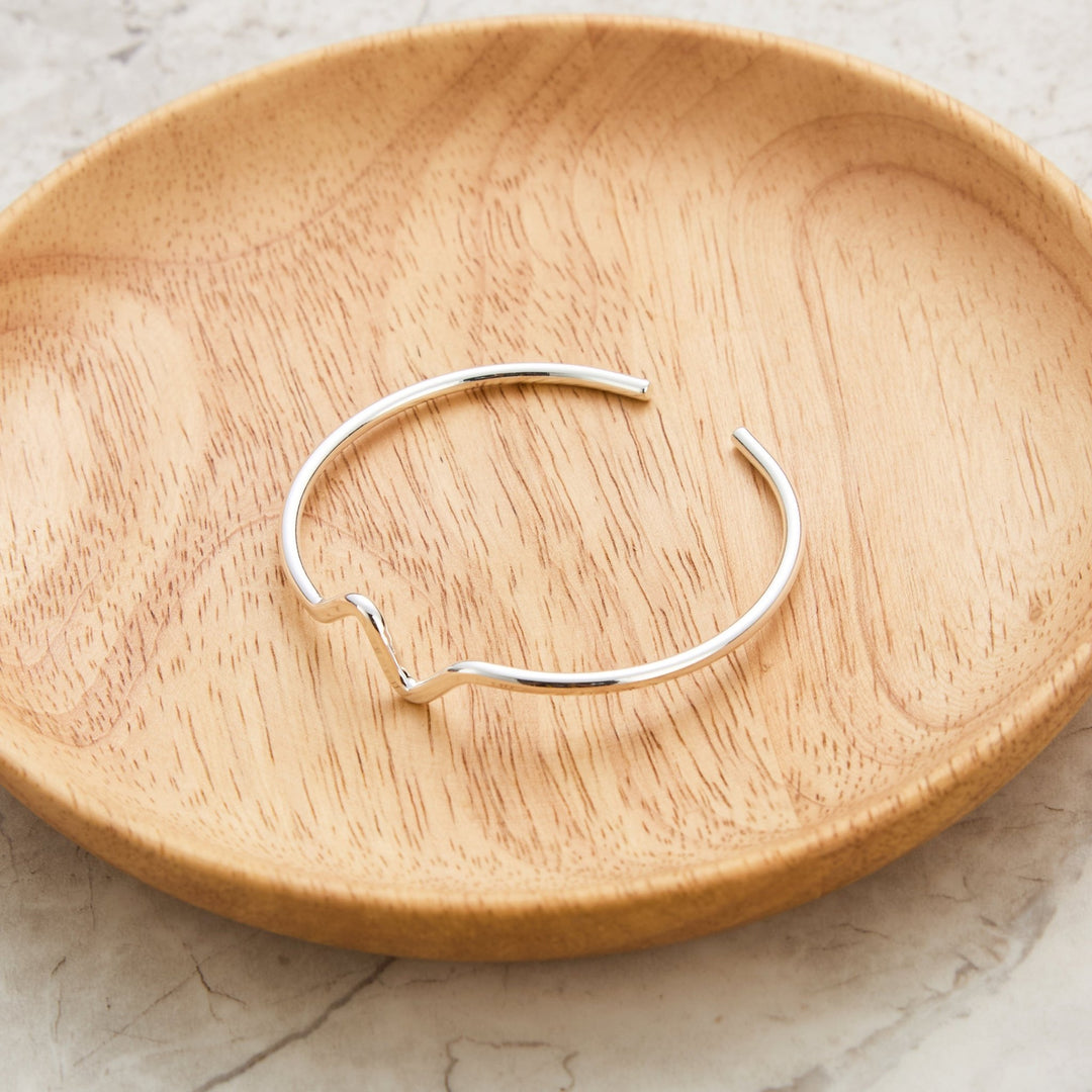 Silver Plated Wave Cuff Bangle - Philip Jones Jewellery