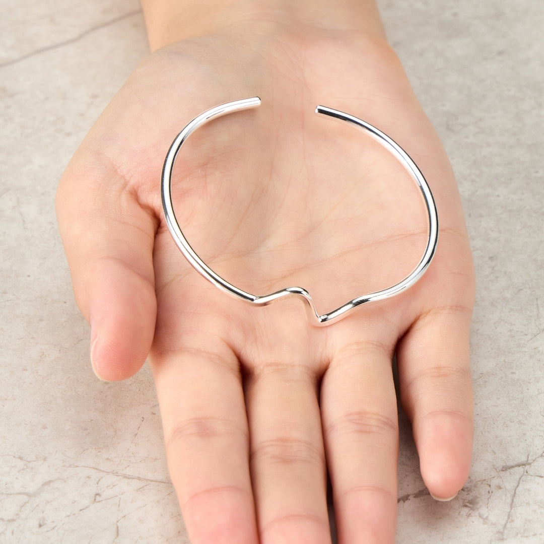 Silver Plated Wave Cuff Bangle - Philip Jones Jewellery