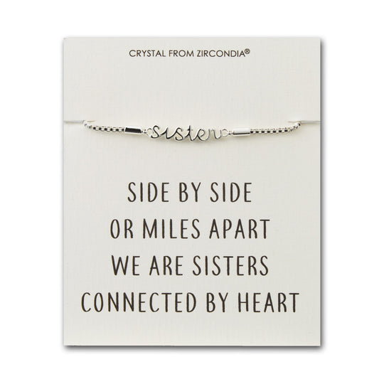 Sister Bracelet with Quote Card Created with Zircondia® Crystals - Philip Jones Jewellery