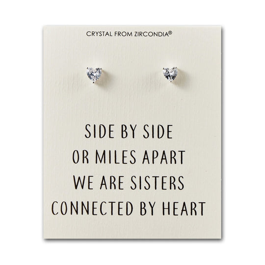 Sister Heart Earrings with Quote Card Created with Zircondia® Crystals - Philip Jones Jewellery