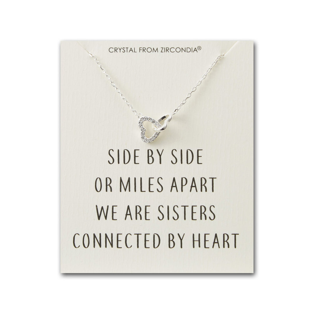 Sister Heart Link Necklace with Quote Card Created with Zircondia® Crystals - Philip Jones Jewellery