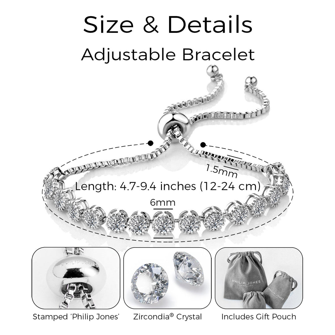 Solitaire Crystal Friendship Bracelet with Zircondia® Crystals - Philip Jones Jewellery