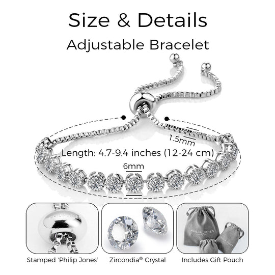 Solitaire Crystal Friendship Bracelet with Zircondia® Crystals - Philip Jones Jewellery