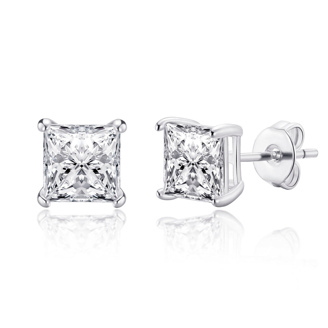 Square Earrings Created with Zircondia® Crystals - Philip Jones Jewellery