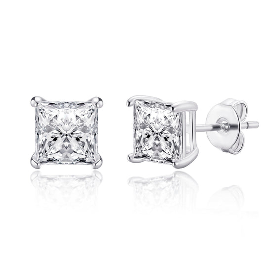 Square Earrings Created with Zircondia® Crystals - Philip Jones Jewellery