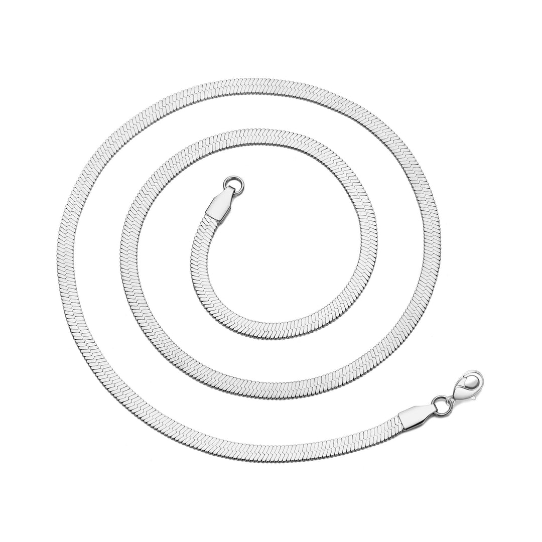 Stainless Steel Herringbone Flat Snake Chain 16" 18" 20" Inch Necklace - Philip Jones Jewellery