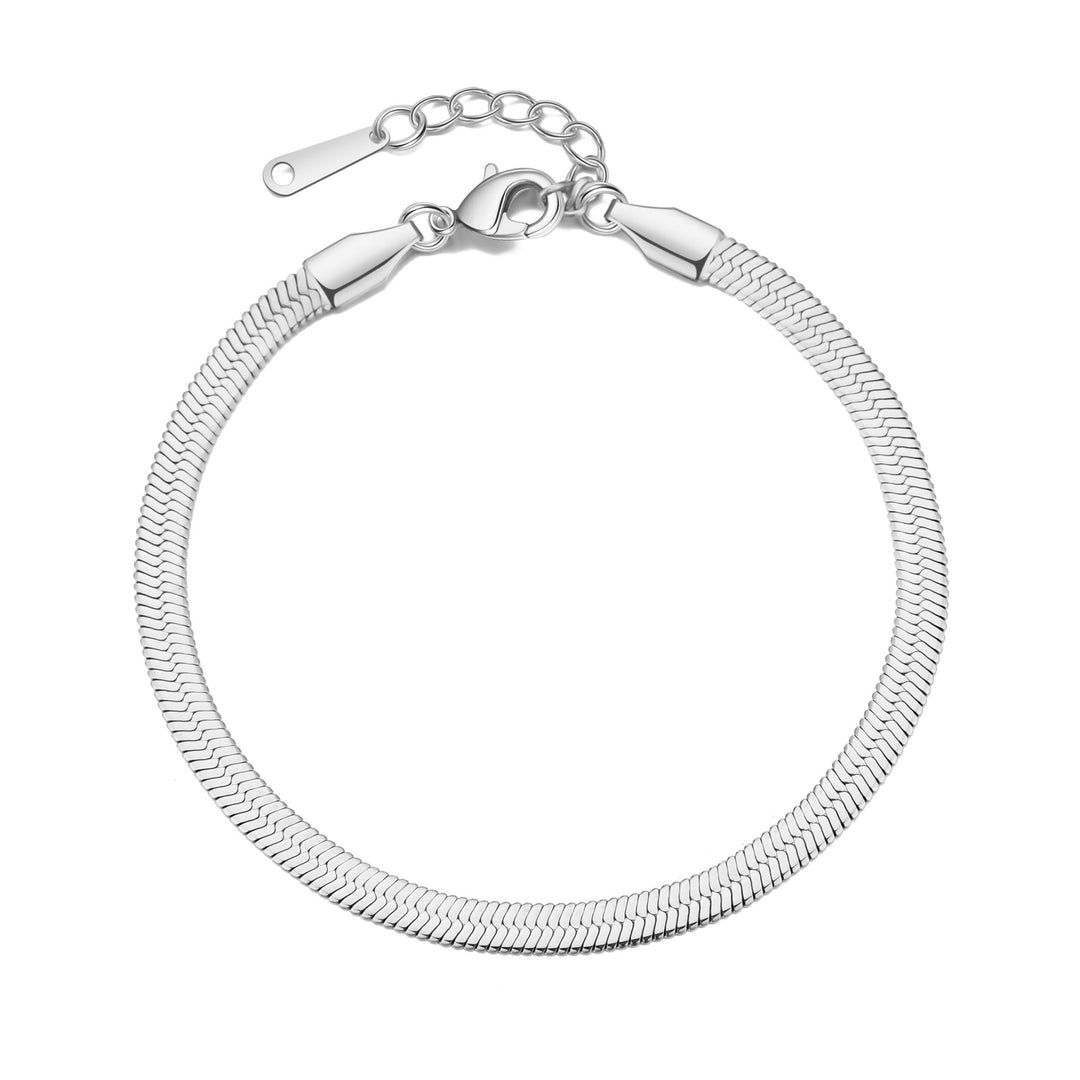 Stainless Steel Herringbone Flat Snake Chain Bracelet - Philip Jones Jewellery
