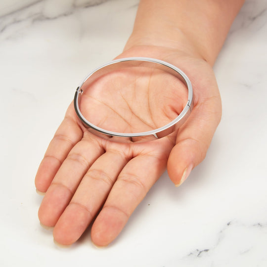 Stainless Steel Polished Bangle (7 Inch) - Philip Jones Jewellery