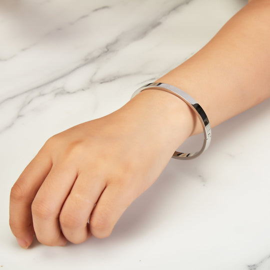 Stainless Steel Polished Bangle (7 Inch) - Philip Jones Jewellery