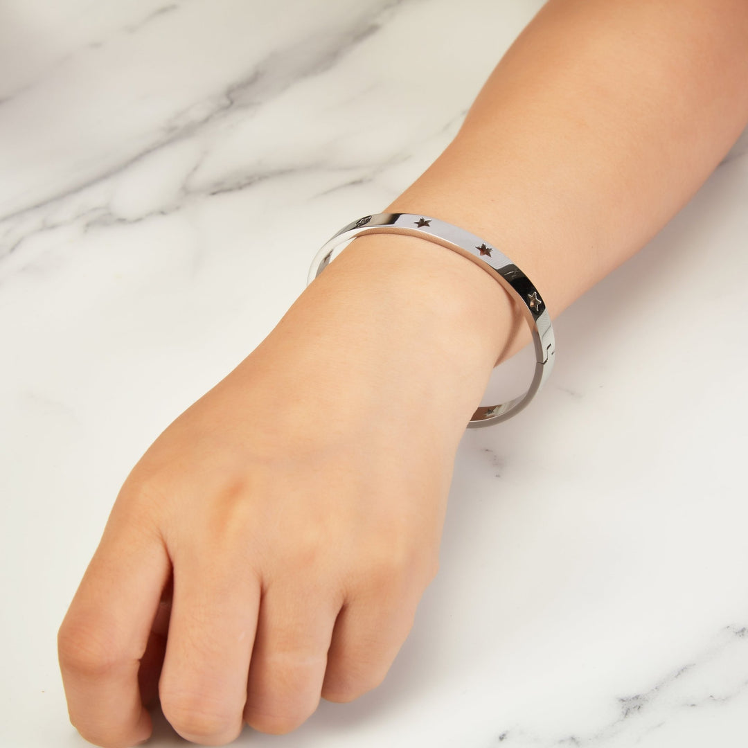 Stainless Steel Star Bangle (7 Inch) - Philip Jones Jewellery