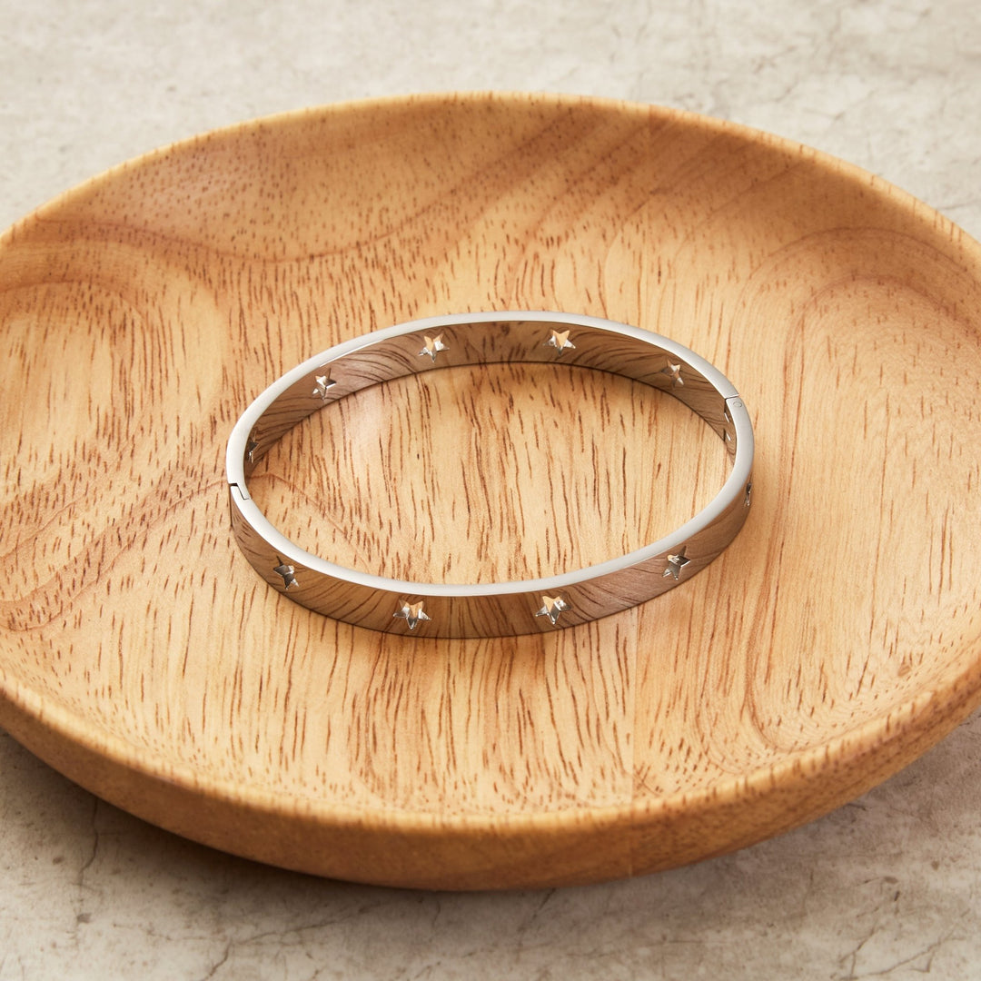 Stainless Steel Star Bangle (7 Inch) - Philip Jones Jewellery