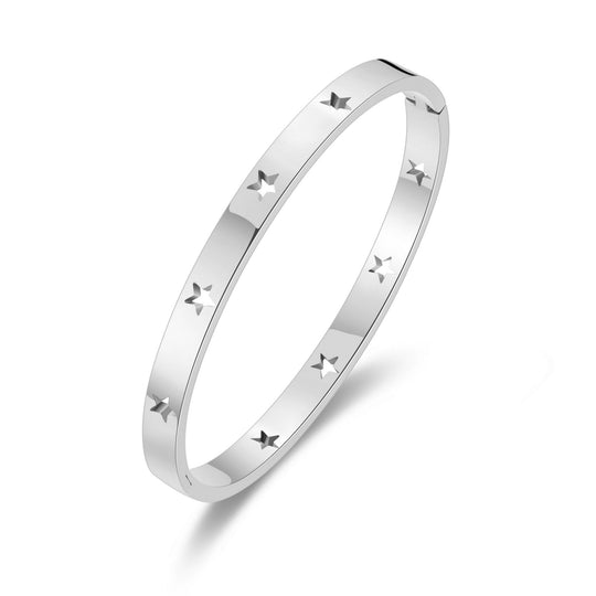 Stainless Steel Star Bangle (7 Inch) - Philip Jones Jewellery