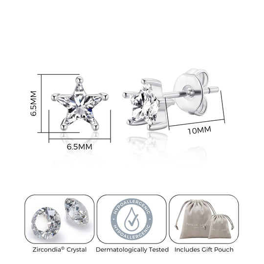 Star Earrings Created with Zircondia® Crystals - Philip Jones Jewellery