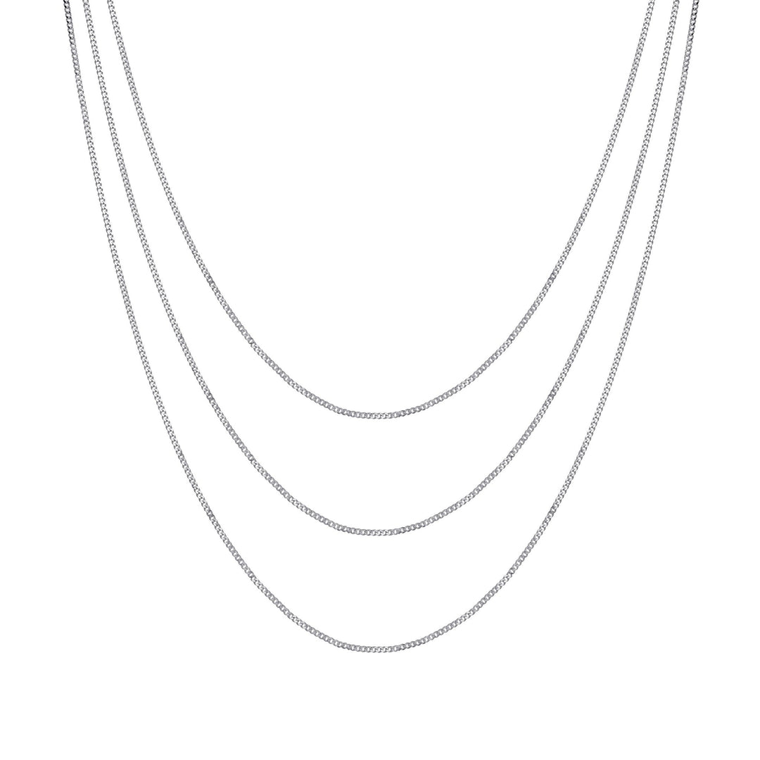 Sterling Silver 16" 18" 20" Inch 1.2mm Fine Italian Curb Chain Necklace - Philip Jones Jewellery
