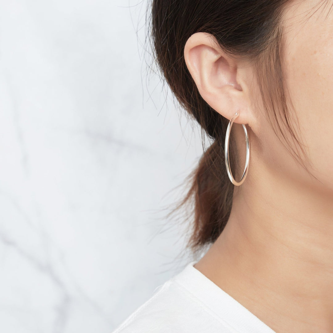 Sterling Silver 40mm Hoop Earrings - Philip Jones Jewellery