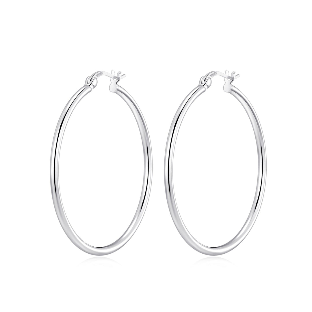 Sterling Silver 40mm Hoop Earrings - Philip Jones Jewellery