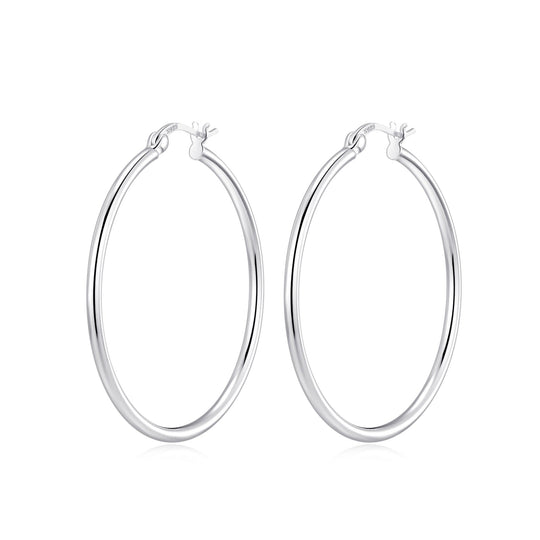 Sterling Silver 40mm Hoop Earrings - Philip Jones Jewellery
