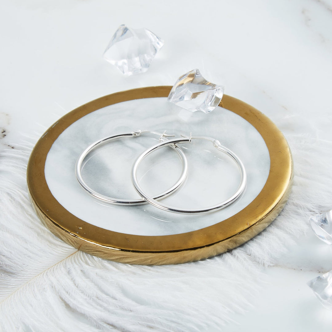 Sterling Silver 40mm Hoop Earrings - Philip Jones Jewellery