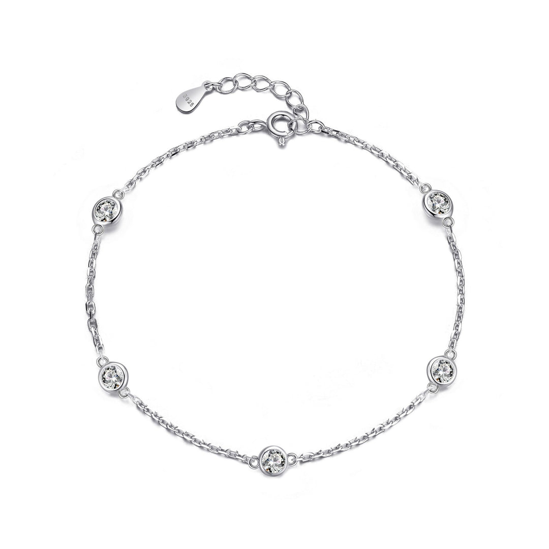 Sterling Silver 5 Stone Bracelet Created with Zircondia® Crystals - Philip Jones Jewellery