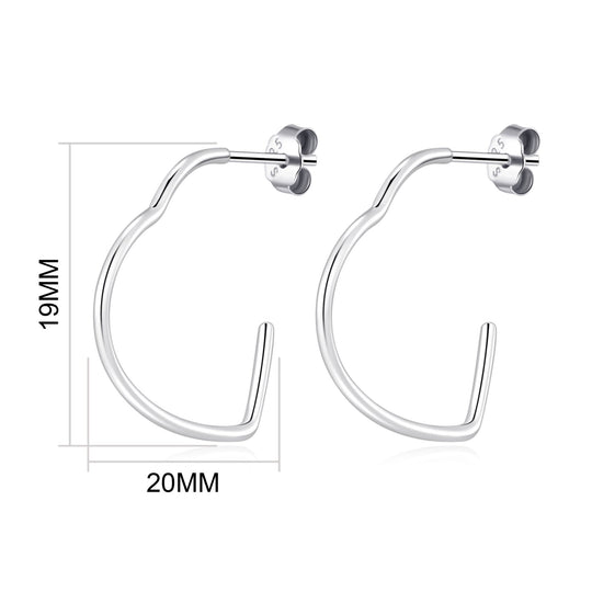 Sterling Silver Abstract Hooped Heart Earrings - Philip Jones Jewellery
