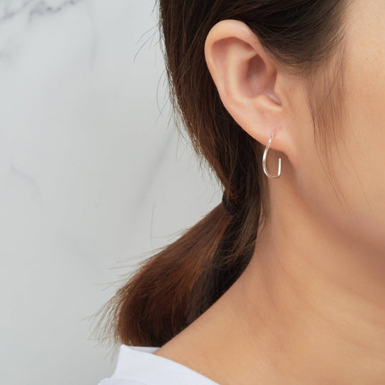 Sterling Silver Abstract Hooped Heart Earrings - Philip Jones Jewellery