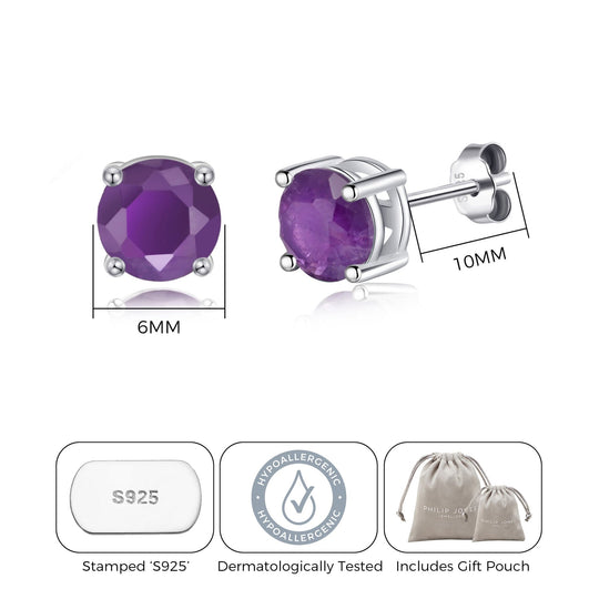 Sterling Silver Amethyst Gemstone Earrings - Philip Jones Jewellery