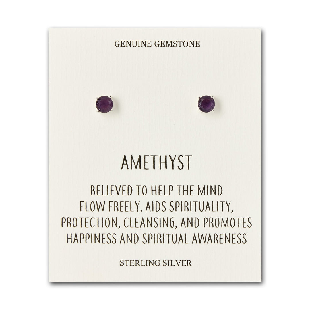 Sterling Silver Amethyst Gemstone Earrings with Quote Card - Philip Jones Jewellery