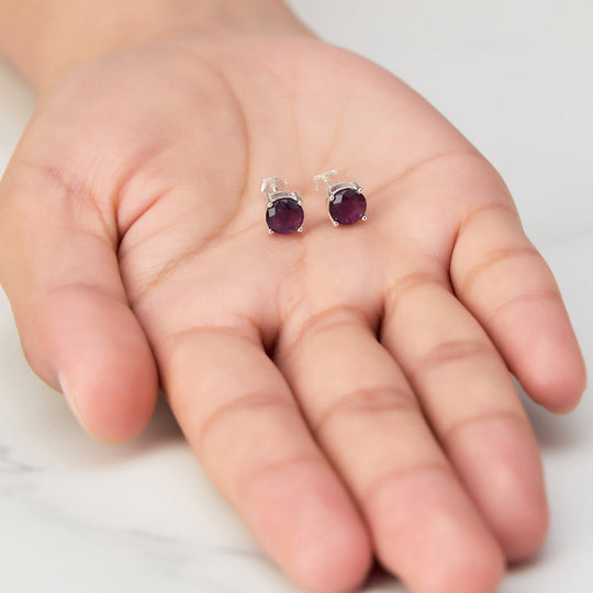 Sterling Silver Amethyst Gemstone Earrings with Quote Card - Philip Jones Jewellery