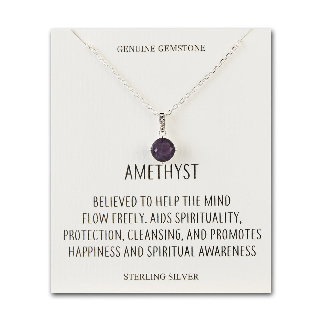 Sterling Silver Amethyst Gemstone Necklace with Quote Card - Philip Jones Jewellery