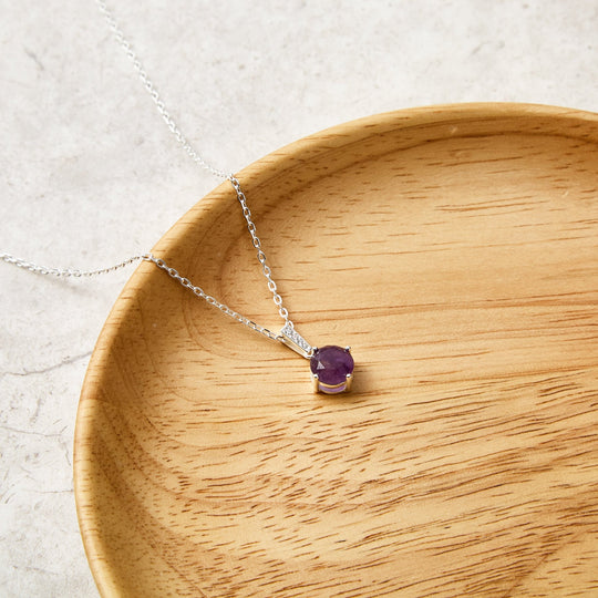 Sterling Silver Amethyst Gemstone Necklace with Quote Card - Philip Jones Jewellery