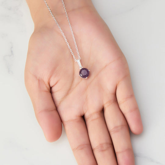 Sterling Silver Amethyst Gemstone Necklace with Quote Card - Philip Jones Jewellery