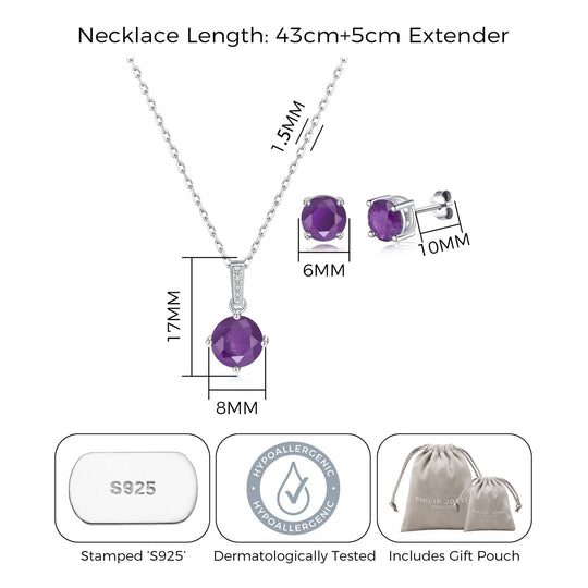 Sterling Silver Amethyst Gemstone Set - Philip Jones Jewellery
