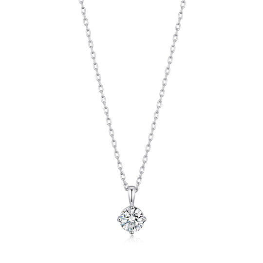 Sterling Silver April (Diamond) Birthstone Necklace Created with Zircondia® Crystals - Philip Jones Jewellery