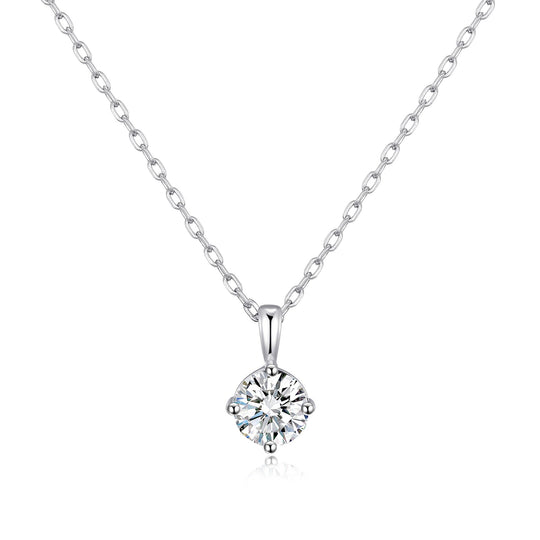 Sterling Silver April (Diamond) Birthstone Necklace Created with Zircondia® Crystals - Philip Jones Jewellery