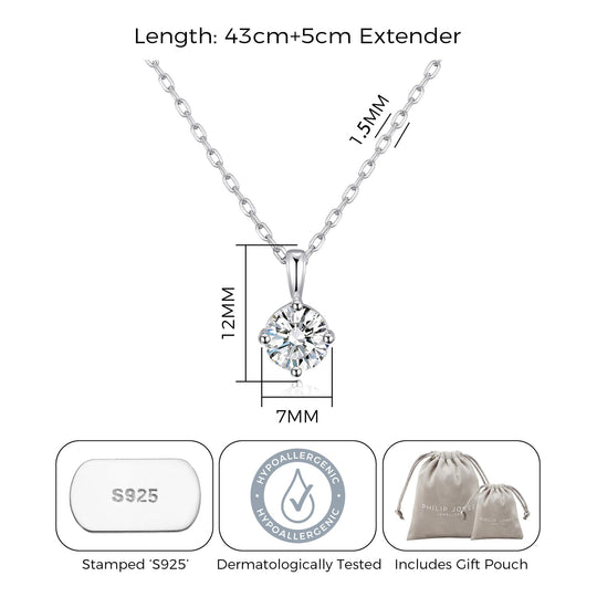 Sterling Silver April (Diamond) Birthstone Necklace Created with Zircondia® Crystals - Philip Jones Jewellery