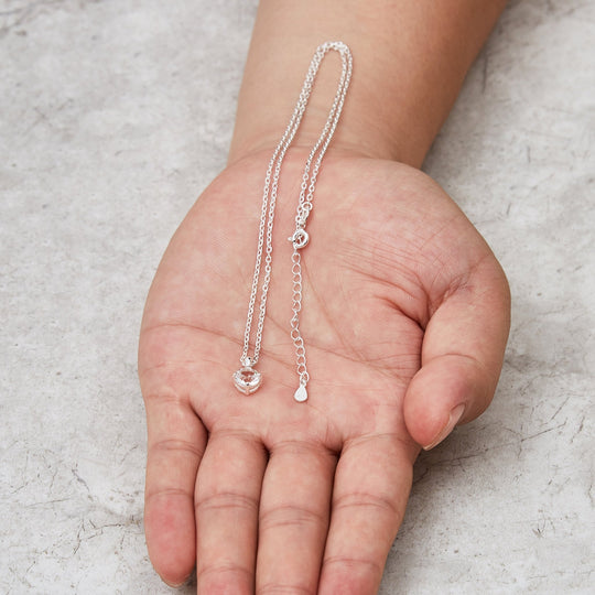 Sterling Silver April (Diamond) Birthstone Necklace Created with Zircondia® Crystals - Philip Jones Jewellery