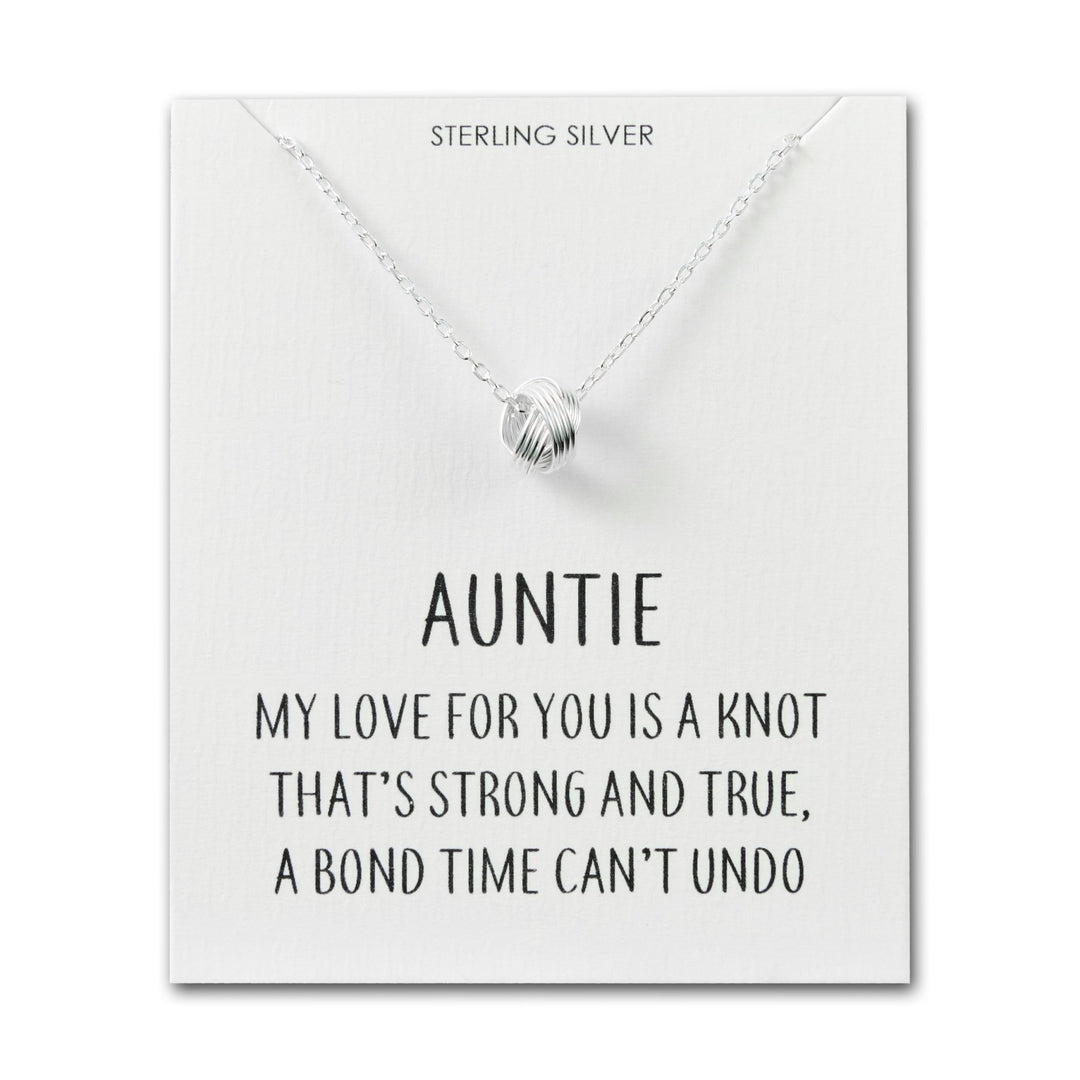 Sterling Silver Auntie Quote Knot Necklace - Philip Jones Jewellery