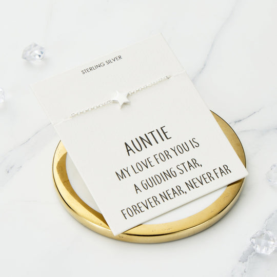 Sterling Silver Auntie Quote Star Bracelet - Philip Jones Jewellery