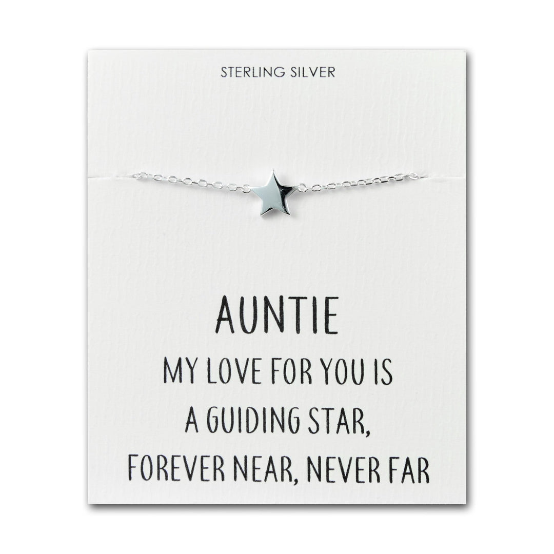 Sterling Silver Auntie Quote Star Bracelet - Philip Jones Jewellery