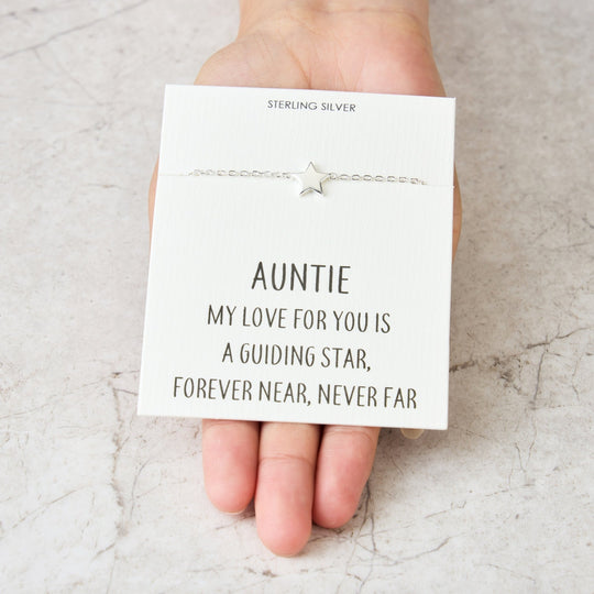 Sterling Silver Auntie Quote Star Bracelet - Philip Jones Jewellery