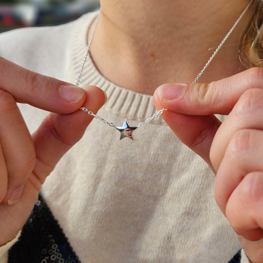 Sterling Silver Auntie Quote Star Necklace - Philip Jones Jewellery