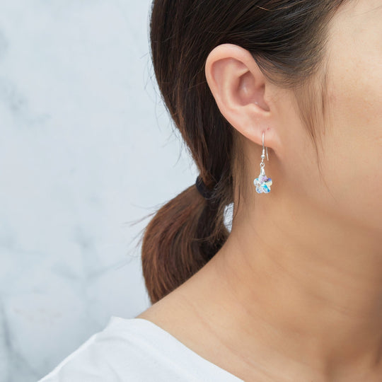 Sterling Silver Aurora Borealis Flower Set Created with Zircondia® Crystals - Philip Jones Jewellery