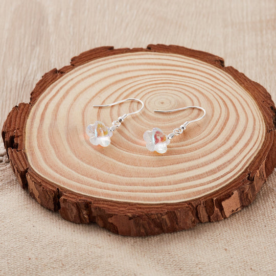 Sterling Silver Aurora Borealis Flower Set Created with Zircondia® Crystals - Philip Jones Jewellery