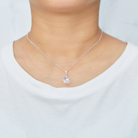 Sterling Silver Aurora Borealis Flower Set Created with Zircondia® Crystals - Philip Jones Jewellery