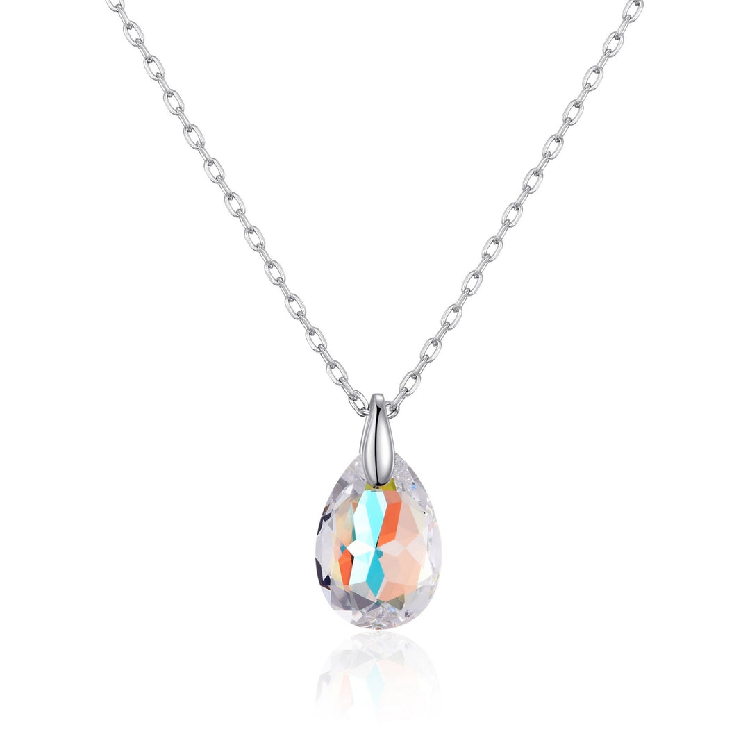Sterling Silver Aurora Borealis Necklace Created with Zircondia® Crystals - Philip Jones Jewellery
