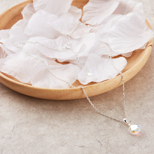 Sterling Silver Aurora Borealis Pear Set Created with Zircondia® Crystals - Philip Jones Jewellery