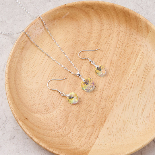 Sterling Silver Aurora Borealis Set Created with Zircondia® Crystals - Philip Jones Jewellery