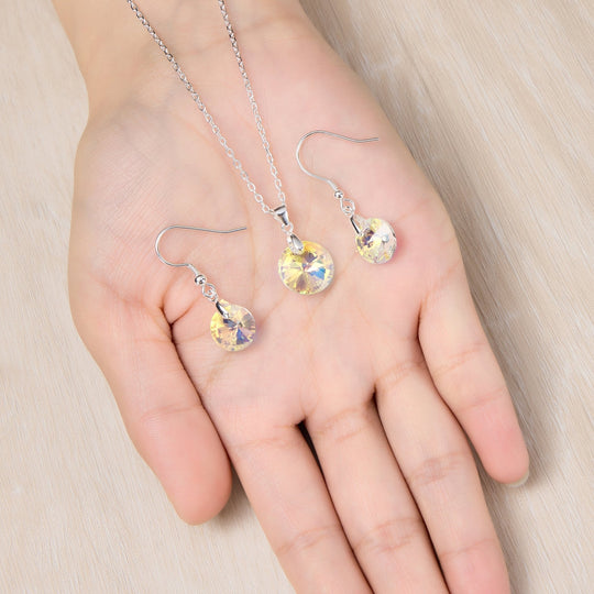 Sterling Silver Aurora Borealis Set Created with Zircondia® Crystals - Philip Jones Jewellery