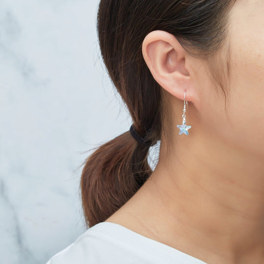 Sterling Silver Aurora Borealis Star Earrings Created with Zircondia® Crystals - Philip Jones Jewellery