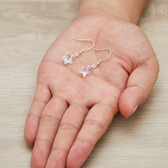 Sterling Silver Aurora Borealis Star Earrings Created with Zircondia® Crystals - Philip Jones Jewellery